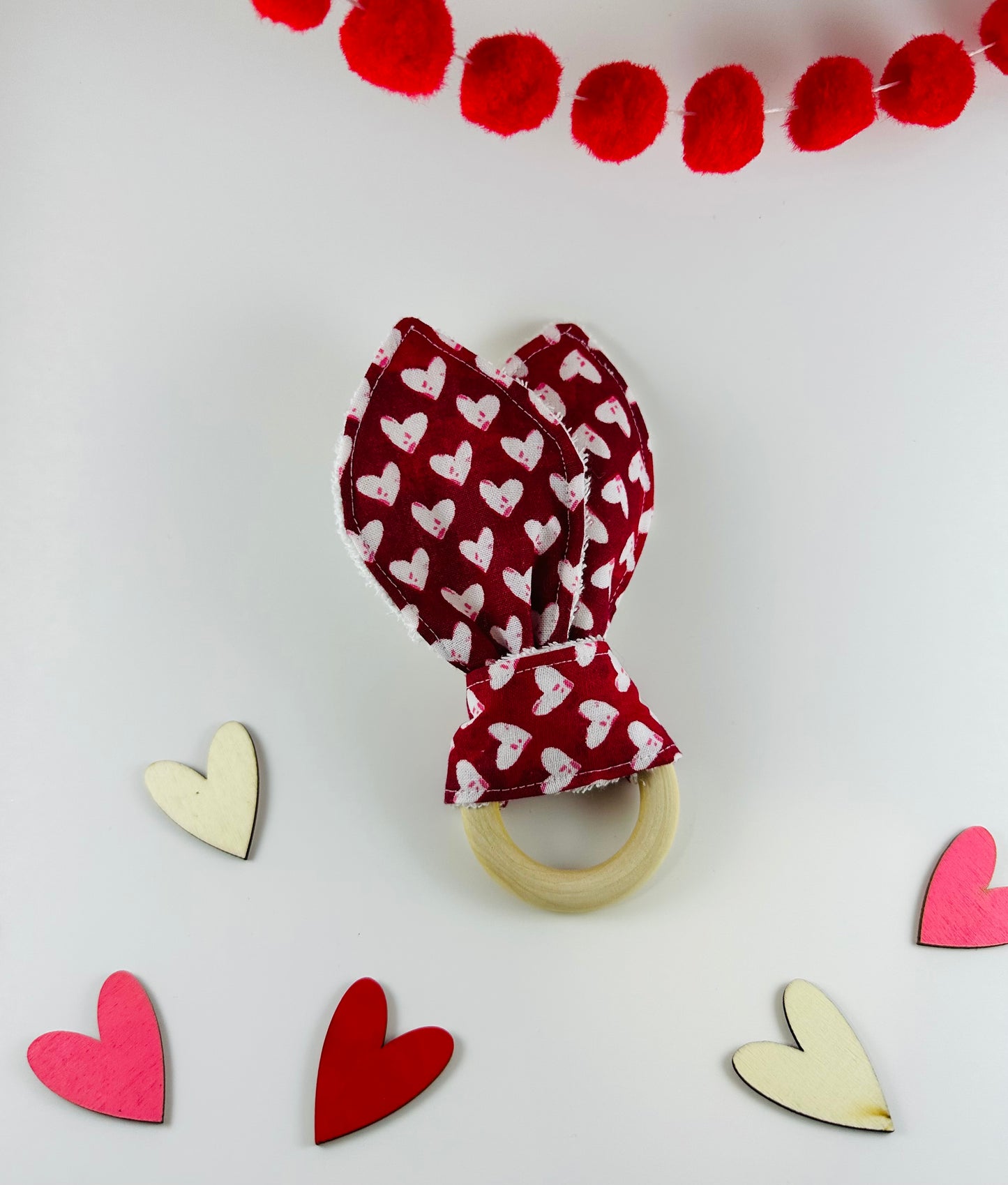 Red Hearts Bunny Ear Teether