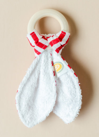 Red & White Stripes Bunny Ear Teether