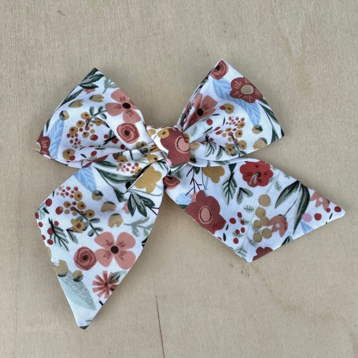 White Fall Floral Bow