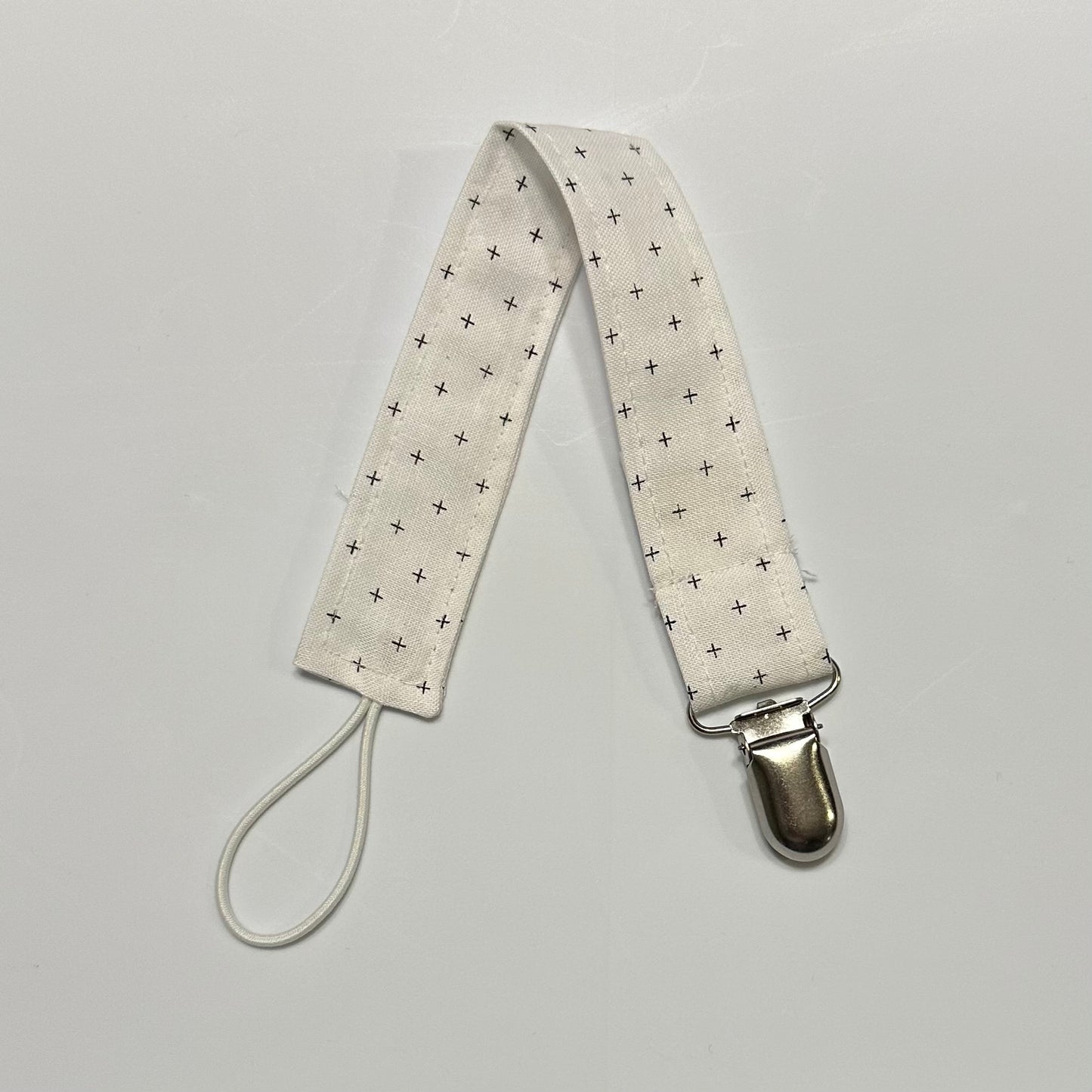 White Plus Pacifier Clip