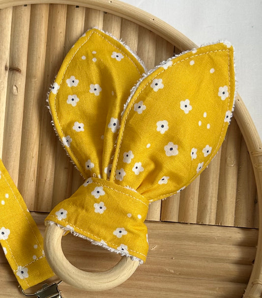 Yellow Flowers Bunny Ear Teether